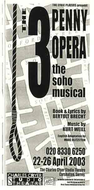 'The Threepenny Opera' Poster (Lyric Players 2003)