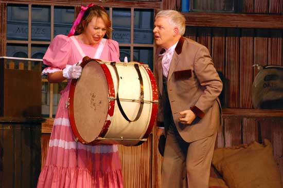 Julie Steele as Ermengarde and Derek Drennan as Horace Vandergelder in 'Hello, Dolly!' (STC 2010)