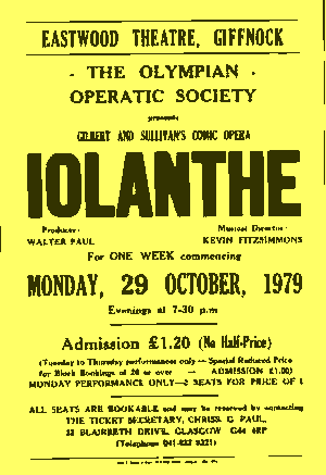 'Iolanthe' Poster (The Olympian Operatic Society 1979)
