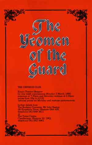 'The Yeomen of the Guard' Poster (The Orpheus Club 1980)